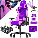 KESSER® Gamingstuhl mit Kopfstütze & Lendenkissen | Ergonomischer Gaming Sessel 150kg belastbar | Gamer Stuhl Armlehne 360° | Drehbarer Schreibtischstuhl Gaming Chair mit Gummi-Rollen