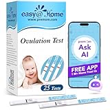 Easy@Home 25 Ovulationstest Kinderwunsch Fruchtbarkeitstest für Frauen Eisprung 25 mIU/ml, Zuverlässige Zyklus- und Fruchtbarkeit Überwachung mit Premom Ovulation APP, 25 LH Test