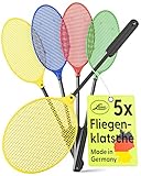LUNA® Fliegenklatsche stabil (5er Set) - Made in Germany - Fliegenklatschen mit Anti-Quetsch-Noppen- Fliegenpatschen - Mückenklatsche - Fly Swatter - Stabiler Griff und große Flexible Schlagfläche