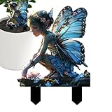 Dekorative Gartenpfähle, Acryl, Schmetterling, Fee, Hof, Kunst, Bodenpfähle, wasserdicht, verschleißfest, Outdoor-Dekoration, Gartenlandschaft für Hof und Rasen