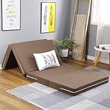 Klappmatratze 90x200 120x200 80x200 100x200, Gästematratze Klappbar Faltbar Doppel, 4-Teilige Faltmatratze Kinder, Waschbarer Faltbare Matratze, Schaumstoff Matratze,Khaki,60 * 200 * 8cm