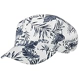 Lipodo Allover Leaves Ballonmütze Damen - Damencap mit Baumwolle - Sommercap mit Stretchband - Sommermütze mit Schirm für Sonnenschutz - Newsboy-Mütze Frühjahr/Sommer weiß-dunkelblau M (57-58 cm)