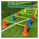 Sporttrainingshürde, 5-teiliges Hürdenkegel-Set, abnehmbare Trainingskegel und Agility-Stangen für Spieler, Erwachsene, Kinder und Hunde, Agility-Leiter, Geschwindigkeitstrainingsgerät für K