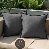 EMEMA Outdoor Kissen Wetterfest Kissenbezug Wasserfest Sofakissen Wasserdicht Dekokissen 40x40 cm Kissenbezüge Dekorativ Kissen Kissenhülle aus 2er Set für Garten Sofa Wohnzimmer Bett Dunkelgrau