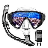 JEMULICE Schnorchelset Erwachsene, Schnorcheln Set mit Taucherbrille und Dry Schnorchel für Herren und Damen, Anti-Leck & Anti-Fog Tauchmaske aus Gehärtetem Glas für Tauchen, Schnorcheln und Schwimmen