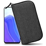XiRRiX Handytasche für Smartphone 5XL 7' Größe - Modell 2.0 - universal Handyhülle mit Handschlaufe - Handy Hülle mit Reißverschluss - Tasche schwarz/grau