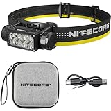 Nitecore Stirnlampe HC65 UHE, USB-C-aufladbare LED Kopflampe, 2000 Lumen, 222 m Leuchtweite, Nachtsicht Rotlicht, schwarz