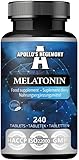Melatonin 240 Vegane Tabletten - 1mg pro Portion - 480 Portionen in der Packung - für effektives Schlafmanagement - von Apollo's Hegemony