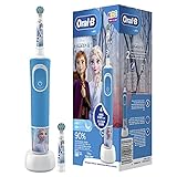 Oral-B Kids Frozen Elektrische Zahnbürste für Kinder ab 3 Jahren, kleiner Bürstenkopf & weiche Borsten, 2 Putzprogramme inkl. Sensitiv, Timer, 4 Disney-Sticker, blau