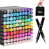 Kebuye Alkohol Marker Set, Alcohol Twin Marker 100 Farben, Meißel & Feine Verdoppelt Spitzt Alkohol Permanenter Marker Stifte für Manga, Design, Malerei, Zeichnung