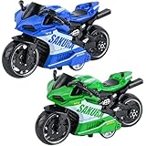 SZJFYMQ 2 Stück Legierung Motorrad Legierungs Motorradspielzeug Motorradmodelle, Modell für Freunde und Kinder, für Geburtstagsparty-Geschenk (Grün und Blau)