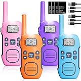 NXGKET Walkie Talkie 4er Set für Kinder Erwachsener, Funkgerät Set, Walkie Talkies Aufladbar mit Li-ion Akku, Walky Talky mit VOX, Taschenlampe, Walki Talki Camping Abenteuer, Geschenk für Kinder