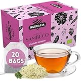 HERBALIA - Holunderblüten-Tee in Teebeuteln, Holunderblüten-Infusionsset mit 20 Teebeuteln ohne Metallklammern, 26 g Holunderblüten für Tees und Kräutertees