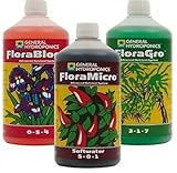 Senua, General Hydroponics, Hydrokultur-Dünger, hartes Wasserm Flora QT-Serie, FloraGro, FloraBloom und FloraMicro, 1 l