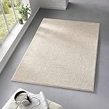 Taracarpet Teppich Kurzflor weicher Designer Uni Bodenbelag Madrid fürs Wohnzimmer, Kinderzimmer, Schlafzimmer und die Küche geeignet Creme Weiss 080x150 cm