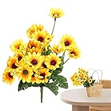 Künstliche Sonnenblumen für den Außenbereich, 24 Stück künstliche Sonnenblumen, Tischdekoration mit Küchenstrauß, künstliche Sonnenblumen, Blumenstrauß aus künstlichen Sonnenblumen