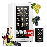 Klarstein Weinkühlschrank, 1 Zonen Getränkekühlschrank Klein, Freistehender Kleiner Weinschrank, 44L Wein-Kühlschrank mit Glastür, Indoor/Outdoor Flaschenkühlschrank, Wine Fridge 15 Flaschen