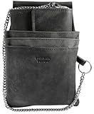 LEONARDO VERRELLI Kellner Geldbörse, aus Leder, Kellnerbörse, Geldbeutel, Taxi, Damen Herren Portemonnaie mit oder ohne Holster, Steck-Tasche, mit Kette und großem Münzfach in schwarz (Schwarz)