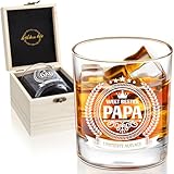 LIGHTEN LIFE Papa-Geschenke,Papa-Whiskeyglas in Holzkiste,Hochwertige Geburtstagsgeschenke für Papa,Ideale Papa-Geschenke von Kindern,Ideen für Papa-Geburtstagsgeschenke–360 ml