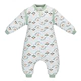 amo nenes Baby-Schlafsack mit Beinen, 2,5 Tog, tragbare Decke für Kinder, mit abnehmbaren langen Ärmeln, Uni, 100 % Baumwolle, Winterschlafsack für Kleinkinder