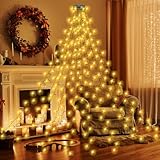 TAIKOUL 400 LED Weihnachtsbaum Lichterkette, Christbaumbeleuchtung mit Ring 2M x 16 Girlanden, Warmweiß, 8 Modi Weihnachtsbeleuchtung Innen Außen für 150cm,180cm,240cm weihnachtsbaum