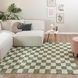 FRAAI | Home & Living Retro Teppich - Gambit Grün Weiß - Blöcke - Wohnzimmer, Kinderzimmer, Schlafzimmer - Fellteppich - Carpet