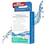Blue Lake Travel Wasseraufbereitung Trinkwasser (4x30 Tabletten) - Wasserentkeimung & Trinkwasseraufbereitung - Chlordioxid Tabletten - Blackout Notfallrucksack - Notfall Ausrüstung