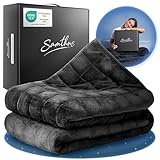 Samthus Gewichtsdecke 135x200cm 6kg Sherpa Fleece - Oeko-Tex Zertifiziert - Therapiedecke & Entspannungsdecke - Besser schlafen mit unserer schweren Bettdecke - Weighted Blanket - Schwarz