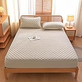 HAIBA Soft Sleep spannbettlaken 200x220cm Weich Mikrofaser Matratzen Topper, Höhe bis 30 cm mit Spannumrandung, Matratzenschoner Unterbett auch für Boxspring-Betten Kaffee