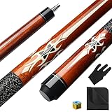 ASMPCUE Pool Queue, 58 Zoll Billard Queue Kanadischer Ahornholz Pool Cue 13mm Spitzen für Professionelle Billardspieler, 1/2 Maple Queue Sticks für Billard Tisch Sport, Klassisches Muster-Braun