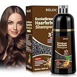 Brown Hair Dye Shampoo 3in 1, Haarfarbe Shampoo Dunkelbraun Gegen Graue Haare Abdecken, Sofortiges Haarfärbeshampoo, Farbshampoo Braun für Männer Frauen 500ml