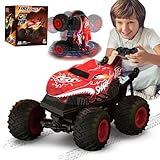 Monstertruck, 2,4 GHz Ferngesteuertes Auto ab 3 4 5 6 8 10 Jahre, 1:20, mit Fernbedienung, RC Monster Truck Spielzeug mit 360°Drehung, LED-Licht und Musik, Geschenke für Kinder