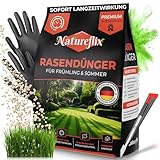 Natureflix Rasendünger Frühjahr & Sommer | Tierfreundlicher Langzeitdünger für jeden Rasen mit Moosverdrängung | (Staubarme Körnung 2-5mm) | Ideal für viele Streuwagen (2,5kg für 125m²)