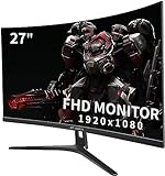 CRUA Curved Gaming-Monitor 27 Zoll 180Hz, FHD 1080P 1800R PC-Monitor, 1 ms GTG mit FreeSync, geringe Bewegungsunschärfe, Augenschutz, VESA, DisplayPort, HDMI, schwarz