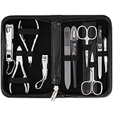 DREI SCHWERTER - Germany 10-TLG. Maniküreset 'Spezia' | Nageletui in schwarzem Kunstleder | Inhalt: Nagelschere, Hautschere, Nagelzange, Pinzette, Glasnagelfeile UVM