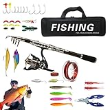 Combo Angelruten und Rollen, Combo Angelruten und Rollen | Leichte Teleskop-Angelrute und Rolle - Rutschfester Griff zum Eisfischen für Salzwasser und Angeln