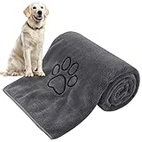 KinHwa super saugfähiges Haustierhandtuch Mikrofaser Hund Badetuch für Hunde und Katzen 76CM x 127CM (Dunkelgrau)