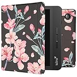 iMoshion Buchhülle kompatibel mit Tolino Vision 5, Flip-Hülle, E-Reader-Hülle Blumen schwarz