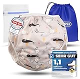 KIDVERSE Schwimmwindel Baby Badehose 0-3 Jahre - Hautfreundliche Schwimmwindeln wiederverwendbar & saugstark - Größenverstellbare Badewindel Baby Schwimmhose inklusive Tragetasche & Wäschenetz
