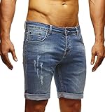 Leif Nelson Shorts Herren Kurze Hosen Männer Jeansshorts Denim Sommer Freizeithose Basic LN-1397