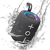 Tribit StormBox Mini+ Bluetooth-Lautsprecher 12W, 360°Raumklang, 12h Spielzeit, Bluetooth 5.4, IPX7, RGB-Leuchten, TWS Kopplung, Typ-C, unterstützt AAC/SBC, tragbar zu Hause/draußen/auf Reisen