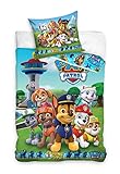 Paw Patrol Bettwäsche Bettbezug 135x200 80x80 Baumwolle · Kinderbettwäsche für Mädchen und Jungen · 2 teilig · 1 Kissenbezug 80x80 + 1 Bettbezug 135x200 cm