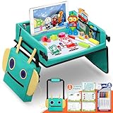 COOLJOY 2 In 1 Kinder Reisetisch, Roboter-Rucksack Abnehmbarer Multifunktionaler, Auto Kinder Knietablett Reisetisch Reise Outdoor Indoor, 5 Pädagogische Zeichenpapiere, 6 Farbstifte