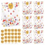 ENLACE 30 Stück Geschenktüten mit 40 Aufkleber, 19 x 13 x 3,5 cm Papiertüten Kindergeburtstag, Mitgebsel Tüten Geburtstagstüten für Hochzeit, Party, Kindergeburtstag, Feiern, Runde Punkte