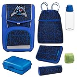 Familando McNeill Schulranzen 1. Klasse · ergonomischer Tornister · Basic WILD Panther Blau · Schultaschen-Set für Jungen und Mädchen