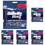 Gillette Blue II Einwegrasierer Männer, 20 Rasierer mit 2-fach Klinge, fixierter Klingenkopf (Packung mit 5)