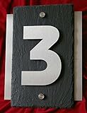 Hausnummer aus Edelstahl und Schiefer 3D Hausnummernschild Türschild Leskow Metalldesign