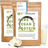 FAIRNATURAL Bio Veganes Proteinpulver Vanille ohne Soja - 1,2KG (2x600G) - 5K Protein Pulver Laktosefrei - Vegan Protein - Pflanzliches Proteinpulver Regional aus DE - Proteinshake - Eiweißpulver