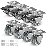50mm Möbelrollen mit Sicherheitsbremse 8er Set Schwerlastrollen (2 mit Bremsen und 2 ohne) Strandkorbrollen mit 800kg Gesamtkapazität