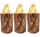 Jack's Schwedenfeuer 3 Stück | Baumfackel groß 25cm Höhe | Gartenfackel Set Feuerfackel Ø17-24cm | Schwedenfackel bis 2h Brenndauer | Holz Feuer 100% Natur